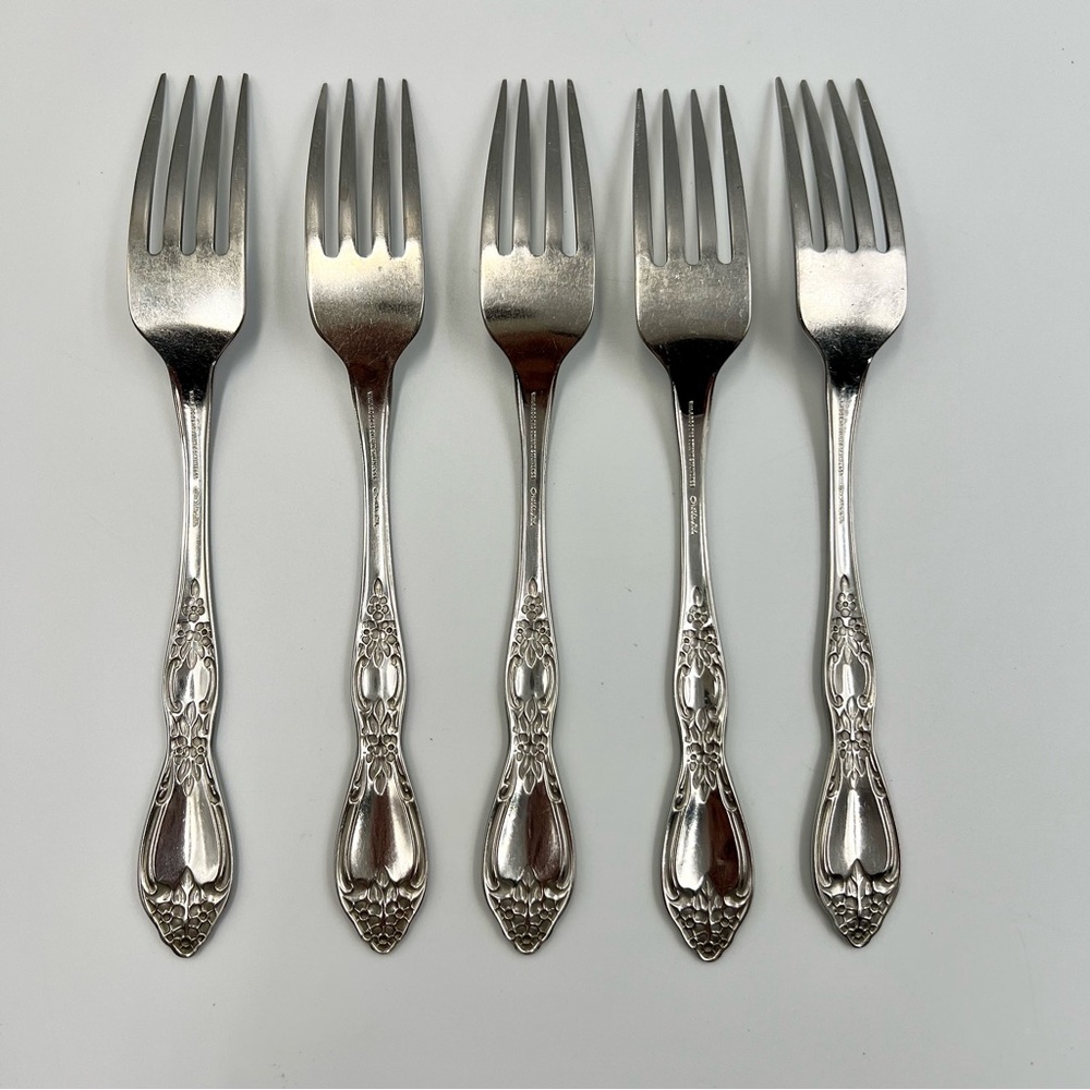 Vintage Oneida WMA Rogers Huntington Stainless Flatware Dinner Fork Set of 5 - Picture 6 of 10